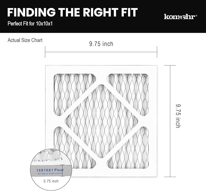 10x10x1 Air Filter MERV 13 (4-Pack), HVAC/Furnace AC Filter Replacement, Dust Defense–Comparable with MPR 1500-1900 & FPR 10 (Actual 7.75x7.75x0.75)