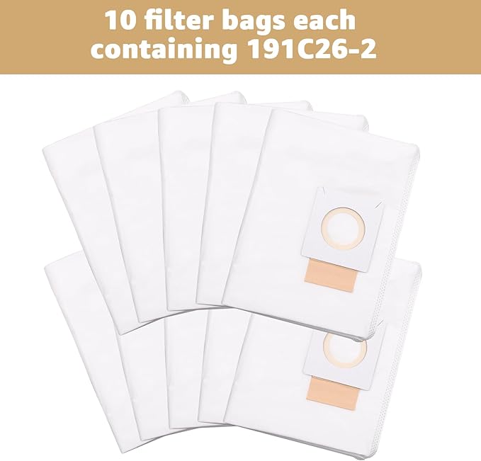 191C26-2 filter bag replacement - Compatible with XCV17/XCV18 18V X2 LXT makita vacuum bag Heavy-duty filtration, long-lasting durability-10-pack.