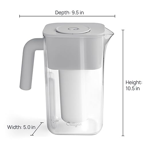 Culligan with ZeroWater Technology 10-Cup Water Filter Pitcher – Includes 5-Stage Advanced Water Filter, IAPMO Certified to Reduce Lead, Total PFAS (Forever Chemicals), Mercury, Fluoride, and Chlorine