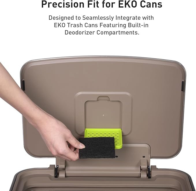 EKO Trash Can Odor Filter Refills for Trash Can and Compost Bin, Activated Charcoal Deodorizer, Strong Charcoal Odor Absorber, Pack of 4 Replacements