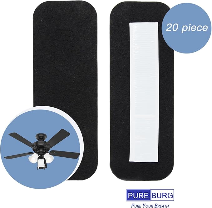 PUREBURG 20-piece Replacement Deodorization Filter For Ceiling Fan All Blade Types Activated Carbon Filters for Home Bedroom Kitchen Office