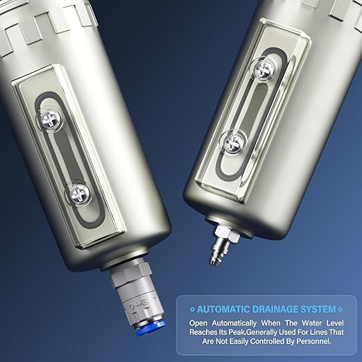 TAILONZ PNEUMATIC 1/2 Inch NPT 0-240PSI Industrial Grade 4 Stage Air Drying System, Double Particulate Filter, Coalescing Filter (Automatic Drainage)