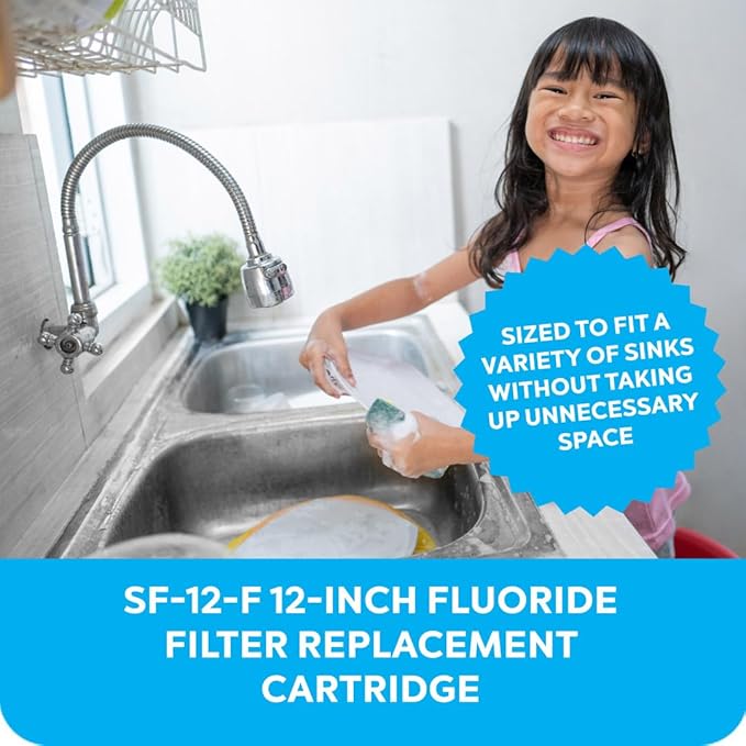 Clearbrook SF-12-F 12-Inch Fluoride Filter Replacement Cartridge, Quick Connect System, Under Sink Installation, Easy to Replace, Durable Design, Ideal for Home Use