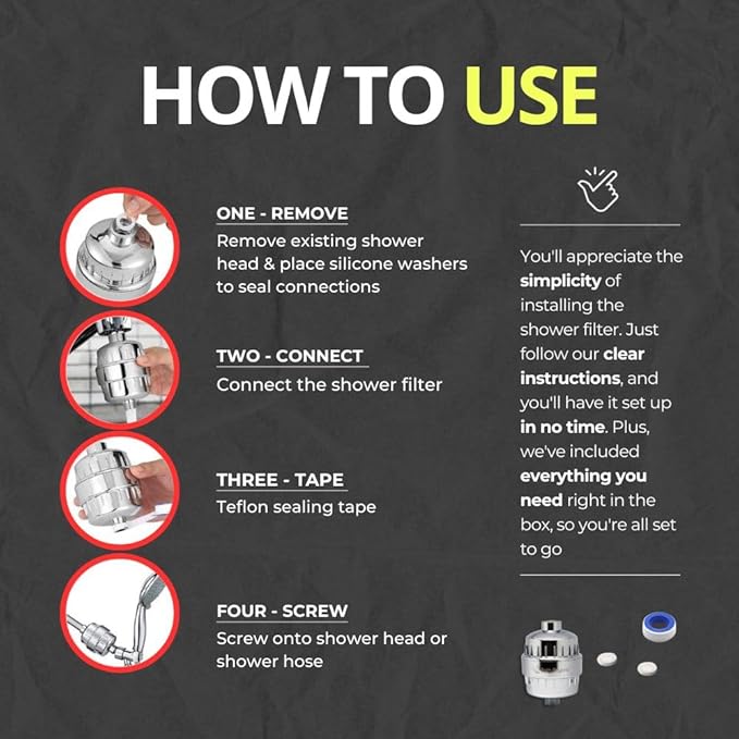 Bath Beyond Shower Filter Vitamin C 15 Stage High Output Water Filter With cartridge for Hard Water - Shower Head Filter Removes Chlorine Fluoride and Improves The Condition of Your Skin, Hair