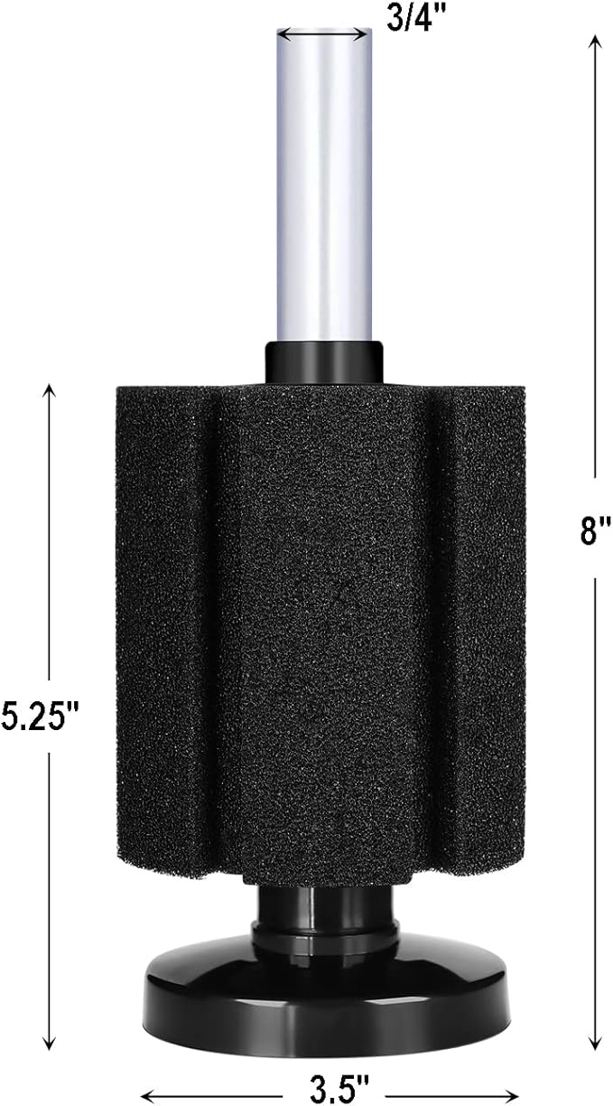 AQUANEAT Aquarium Sponge Filter Breeding Fry Betta Shrimp Nano Fish Tank 4pcs (M Large up to 50Gal)