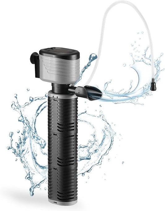 SainSmart XpertMatic 45W Aquarium Filter, Submersible Fish Tank Filter Water Pump for Up to 220 Gallon Fish Tank, 3 Stages 792 GPH Biochemical Sponge Filter, for Aquarium Filtration/Oxygenation