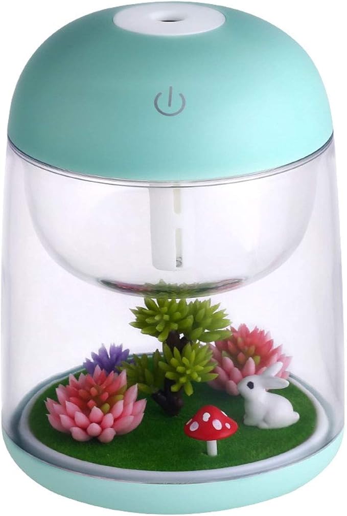 Micro Landscape Humidifier with Changing Led Light,Adjustable Mist Mode, Waterless Auto Shut-off,for Bedroom,Office,Car (green)