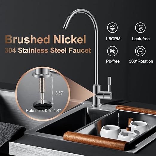 WINGSOL Under Sink Alkaline Water Filter with Faucet, 2-Stage Water Filter System Reduces Heavy Metals, Chlorine, Sediment, Improves Taste, Remineralization, NSF 42&53 Certified