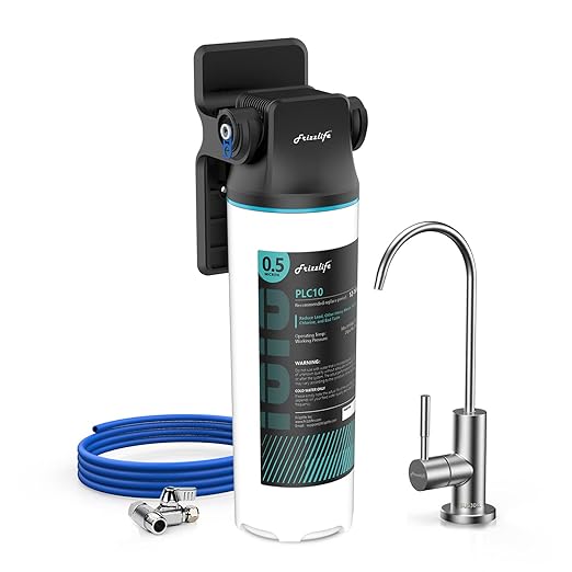Frizzlife SW10F Under Sink Water Filter System with Brushed Nickel Faucet, NSF/ANSI 53&42 Certified, Reduces 99.99% Lead, Chlorine, Bad Taste & Odor, 8K Gallons High Capacity, 0.5 Micron, USA Tech