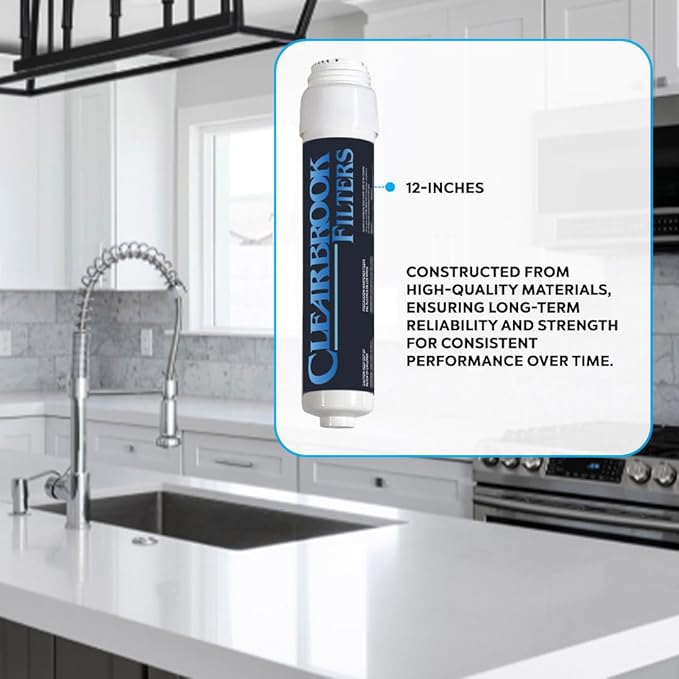 Clearbrook SF-12-F 12-Inch Fluoride Filter Replacement Cartridge, Quick Connect System, Under Sink Installation, Easy to Replace, Durable Design, Ideal for Home Use