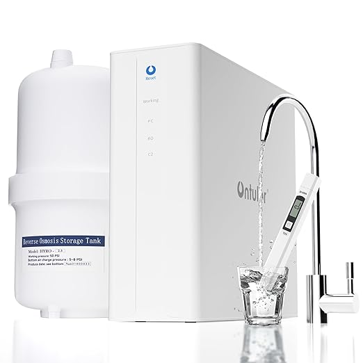 Ontulor S3OP Reverse Osmosis System 9 Stage Water Filter - Under Sink RO Water Filtration System NSF/ANSI 42 & 372 Certified 75 GPD Smart LED Reminder TDS Meter Included