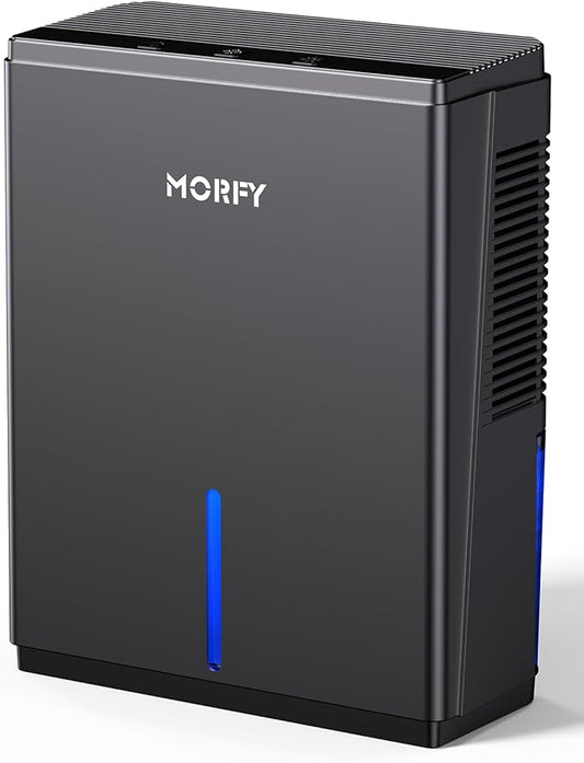 MORFY Dehumidifier, 80 OZ Small Dehumidifier for Bedroom, Bathroom, RV, Closet, Dual-Semiconductor Quiet Dehumidifiers for Home Room with Drain Hose, 7 Colors LED Auto Shut Off