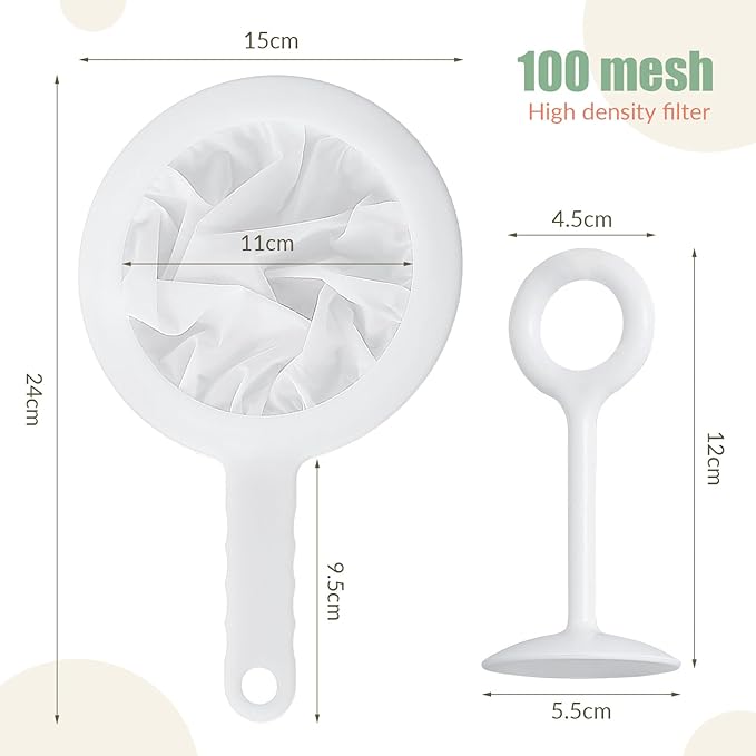 2 Pack Fine Nylon Mesh Strainer,Reusable Mesh Filter Bags for Filter NutMilk, Coffee, Milk, Butter, Juices and Fresh Cheese (100 Mesh)