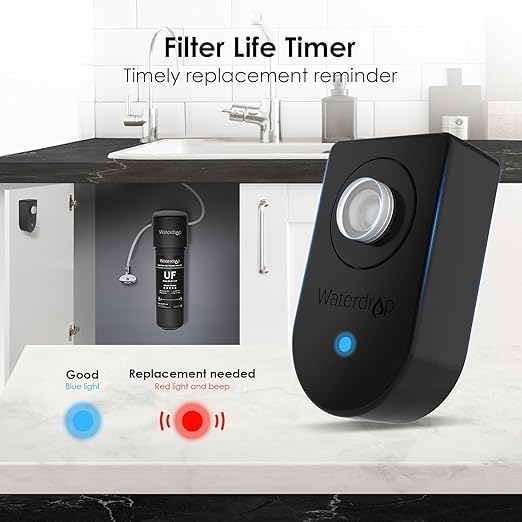 Waterdrop 10UB-UF 0.01 μm Ultra Filtration Under Sink Water Filter System for Baçtёria Reduction, Reduces Lead, Chlorine, Bad Taste & Odor, 8K Gallons, with Dedicated Faucet, USA Tech