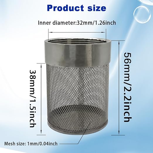 1inch SUS304 Stainless Steel Filter Head with Internal Thread Diameter of 32mm Connected to DN25 1" Water Pipe Filter Used to Remove Debris and Reduce Solid Entry