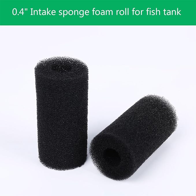 8 Pack Pre-Filter Sponge Aquarium Pre Filter Foam Rolls 0.4” Intake Replacement Sponges for Fish Tank Filter Accessories (1.5''Dx2.4''Hx0.4''Intake)