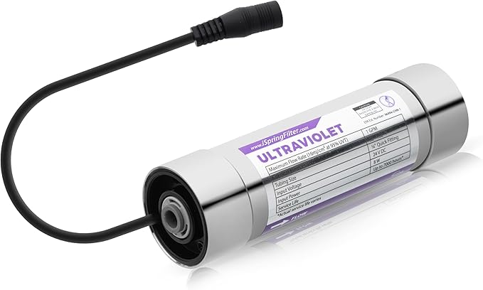 iSpring UVF8 LED UV Water Filter, Add-on Kit for Under Sink Water Filtration Systems, Mercury-Free, Stainless Steel