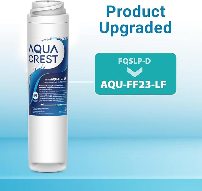AQUA CREST FQSLF, FQSVF 𝐍𝐒𝐅/𝐀𝐍𝐒𝐈 𝟒𝟎𝟏 𝐂𝐞𝐫𝐭𝐢𝐟𝐢𝐞𝐝, 𝐑𝐞𝐝𝐮𝐜𝐞𝐬 𝐏𝐅𝐀𝐒, 𝐏𝐅𝐎𝐀/𝐏𝐅𝐎𝐒, Replacement for GE FQSLF, FQSVF, FQSVN, FQROPF, GXSV65R (2 Pack)