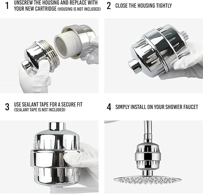 4 Pack 15 Stage Shower Filter Replacement Cartridge, Shower Filter For Hard Water, Universally Compatible With Any Similar Design, Shower Water Softener with High Output