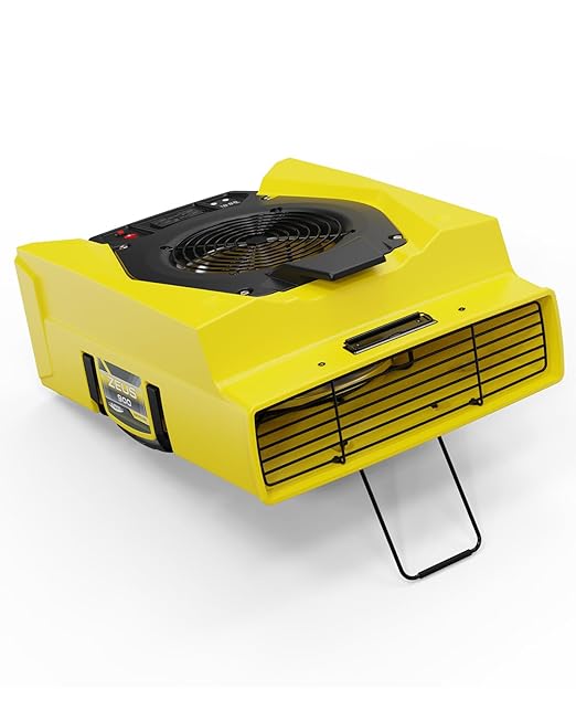 ALORAIR Zeus 900 Air Mover Commercial Blower for Carpets, Walls, Plumbing Use, Variable Speed Floor Blower Fan, 950 CFM with 1.8 Amps, Circuit Breaker Protection,on-Board Duplex GFCI, Yellow