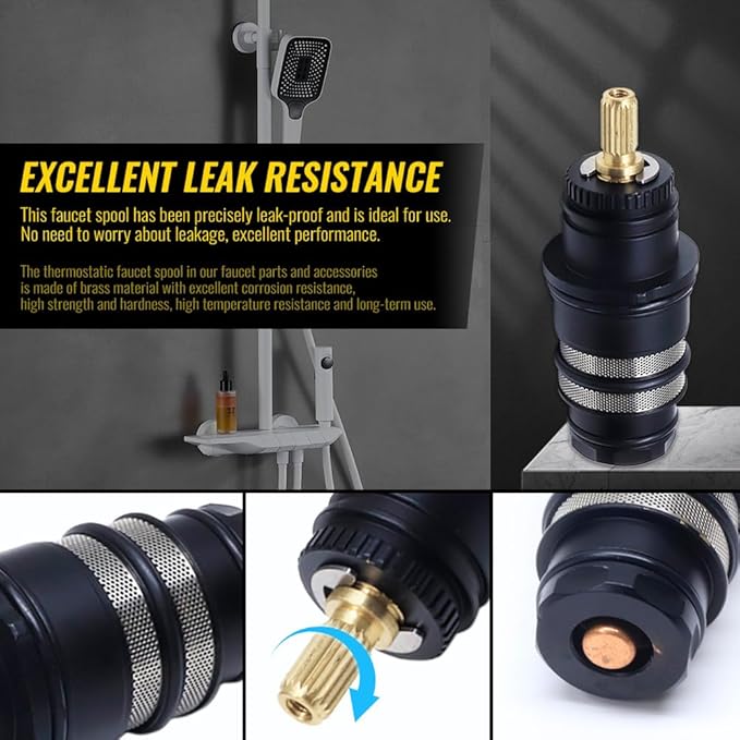 Thermostatic Shower Cartridge Replacement Parts Kit Compatible with Hansgrohe 98282000, Shower Bathroom Faucet Thermostatic Filter Vavle Core Chrome