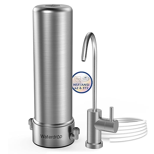 Waterdrop BS13 Under Sink Water Filter, 6 Stage Stainless Steel, Reduce PFAS, PFOA/PFOS, Lead, Chlorine, Bad Taste & Odor, No Drilling Required, NSF/ANSI 42 Certified, Included A New Faucet