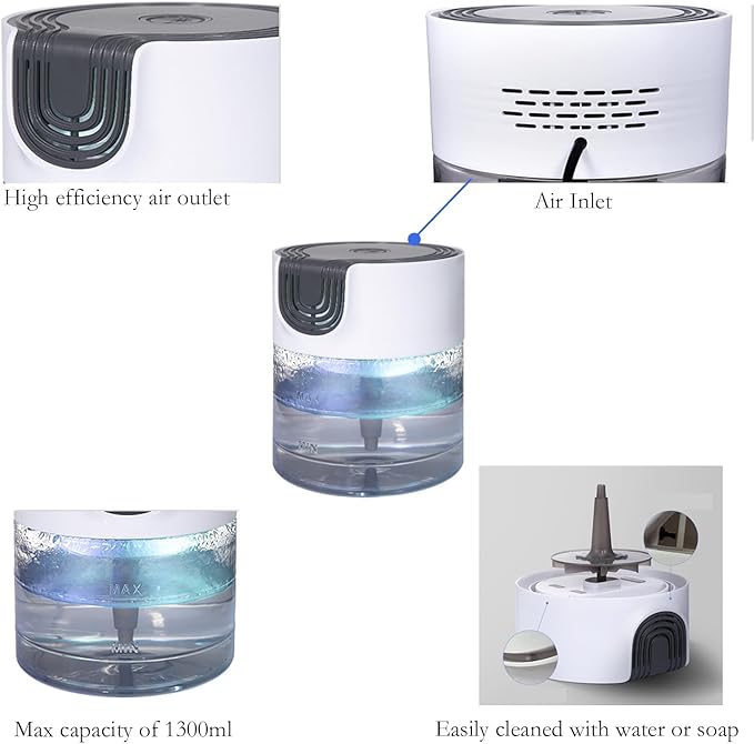 Air Purifier for Home, Office，Water Based Air Purifier ，Air Washer Humidifier ，Freshener for Smoke and Pet Odors，Essential Oil Aroma Diffuser with LED Night Light