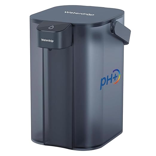 Waterdrop Alkaline Electric Water Filter Pitcher, Rechargeable Water Dispenser, Instant 200-Gallon 15-Cup Countertop System, NSF/ANSI 42, Reduce PFOA/PFOS, Chlorine, Lead, Blue, with 1 Filter