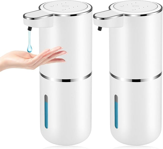 2 Pack Automatic Soap Dispenser,Automatic Liquid Soap Dispenser Touchless,12.8oz/380ml USB Rechargeabled Wall Mounted Smart Soap Dispensers for Bathroom Kitchen Dish Soap