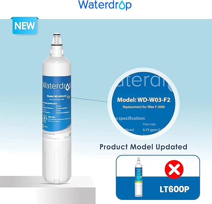 Waterdrop F-2000, 4204490 Water Filter, Replacement for Sub-Zero® 4204490, 4290510, InSinkErator® F-2000, F-1000, F-3000, AquaPure AP Easy C-Complete, SubZero Water Filter Replacement, NSF/ANSI 42
