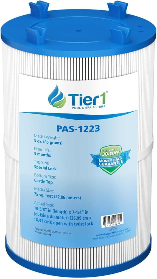 Tier1 Replacement for Dimension One Spa Filter 1561-00 | Compatible with Pleatco PDO75-2000, FC-3059, C-7367 | 10-5/8" x 7-1/4" | Trilobal Fabric | High Flow | Washable Spa Filter Cartridge