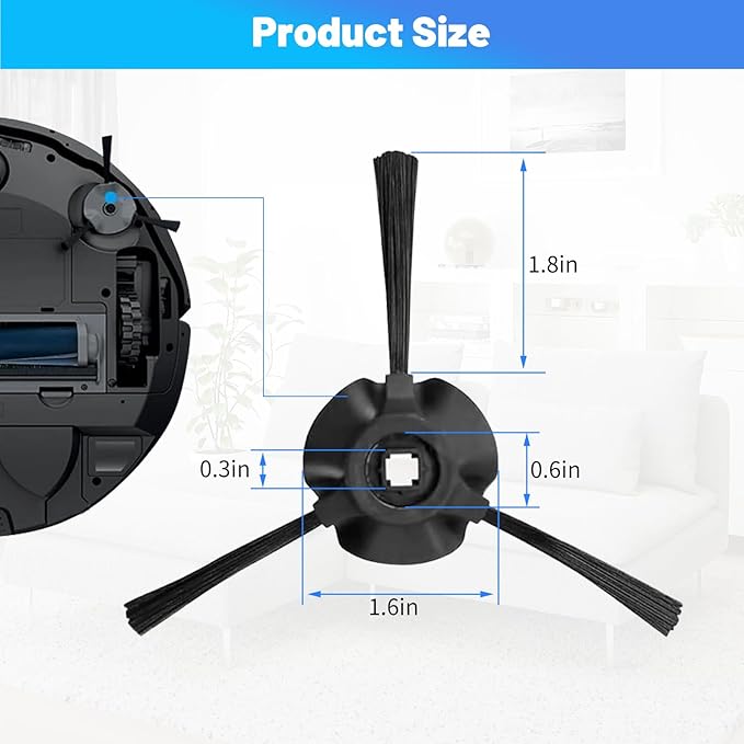 6 Pack Side Brushes for Shark Matrix Robot Vacuum Cleaner RV2310, RV2310AE, AV2310, AV2310AE, RV2300, RV2300S, RV2320S, UR2350AE Replacement Parts