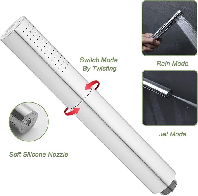 Chrome Handheld Shower Head Brass 2 In 1 Function High Pressure Hand Shower Wand 7 Inch Hand Held Shower Head High Flow Shower Head Sprayer with 59 Inch Hose, Bracket
