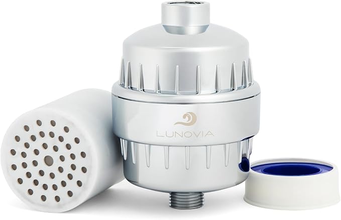 Shower Filter for Hard Water – Reduces Impurities That Cause Dry Skin, Itchy Scalp & Dull Hair – Easy Install – Universal Fit – Works with Standard Wall & Handheld Showers
