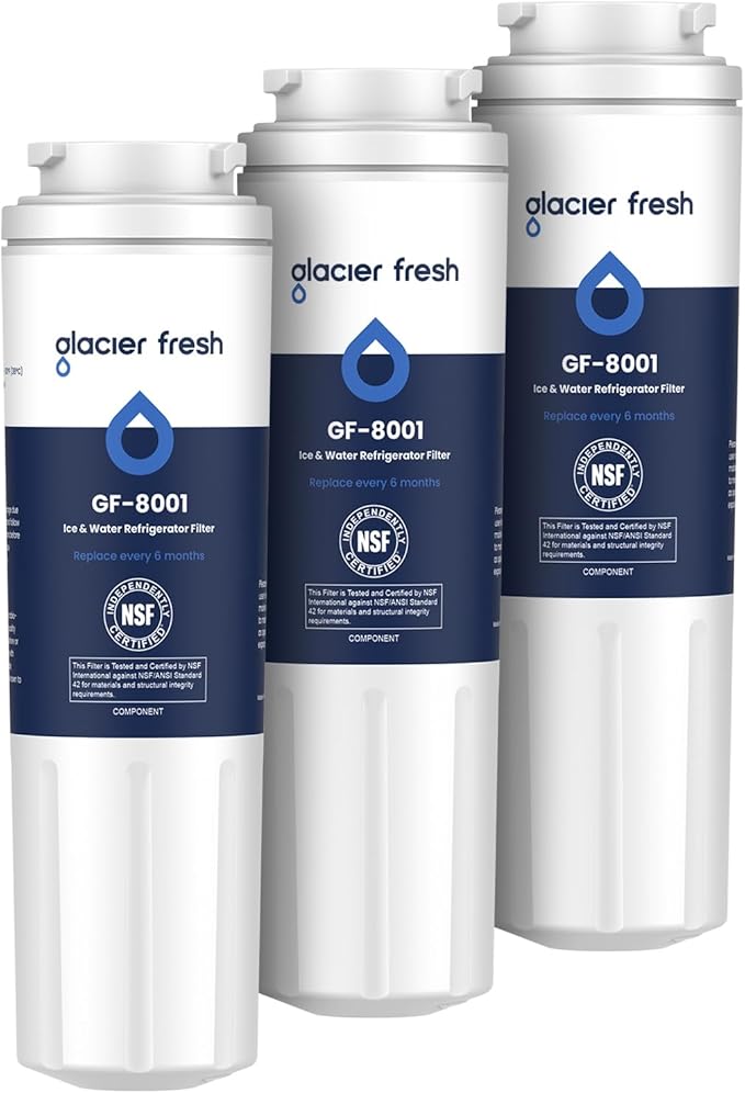 GLACIER FRESH UKF8001 Compatible with Whirlpool Refrigerator Water Filter 4, EDR4RXD1, EveryDrop Filter 4, 4396395, Maytag UKF8001, UKF8001AXX, WHR4RXD1, KAD4RXD1, 46-9006, Puriclean II, Pack of 3