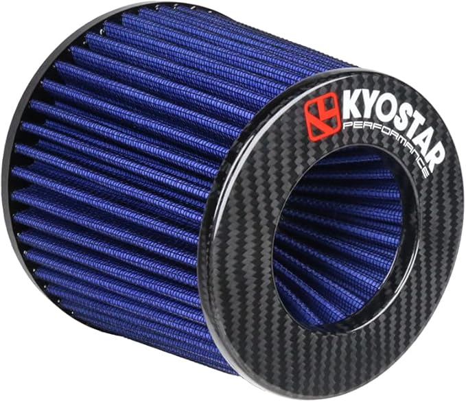 Kyostar 3 Inch 76mm Cold Air Intake Filter Cone Universal Carbon Fiber Replacement High Flow Dry Air Filter Black