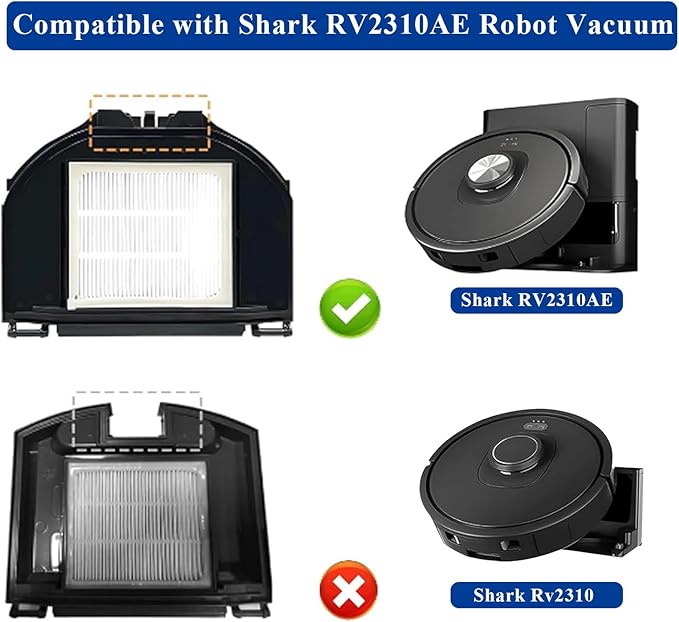 Vacuum Replacement Parts Accessories Kit Compatible With Shark RV2310AE Matrix Robot Vacuum Cleaner, 1 Main Brush, 2 HEPA Filters, 6 Side Brushes, 1 Cleaning Brush 10 Pack