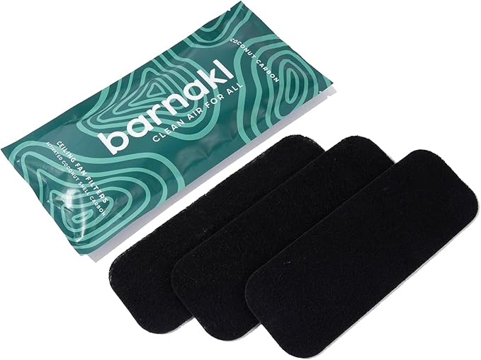 Ceiling Fan Filters | Activated Coconut Shell Carbon Ceiling Fan Blade Filters for Common Household Contaminants | Easy-Stick Universal Fit, Unscented (3-Count)