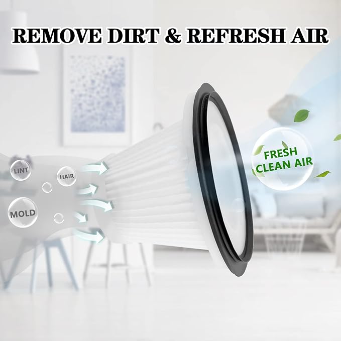 Replacement for BLACK & DECKER Hand Vacuum Filter compatible with VF200SP BDH2000SL/BDH1800S Vacs, Replace Part # 90543043-01, 4 * Black Decker vacuum filters, 1 Cleaning Brush By Improvedhand