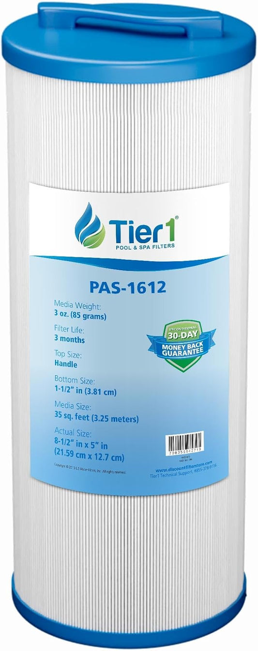 Tier1 Spa Filter Cartridge Replacement for Waterway Teleweir 35 SF | Compatible with 817-4035, Pleatco PWW35L, Unicel 4CH-935 | 8-1/2" × 5" | Trilobal Fabric | Washable & Reusable | High Flow