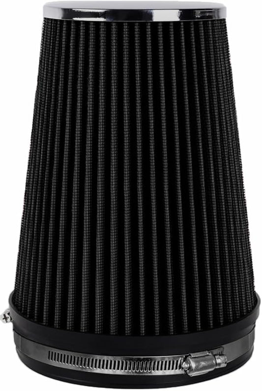 6" Inlet Cold Air Intake Filter Cone Replacement Performance Washable Clamp-On Dry Air Filters Black (8" Tall)