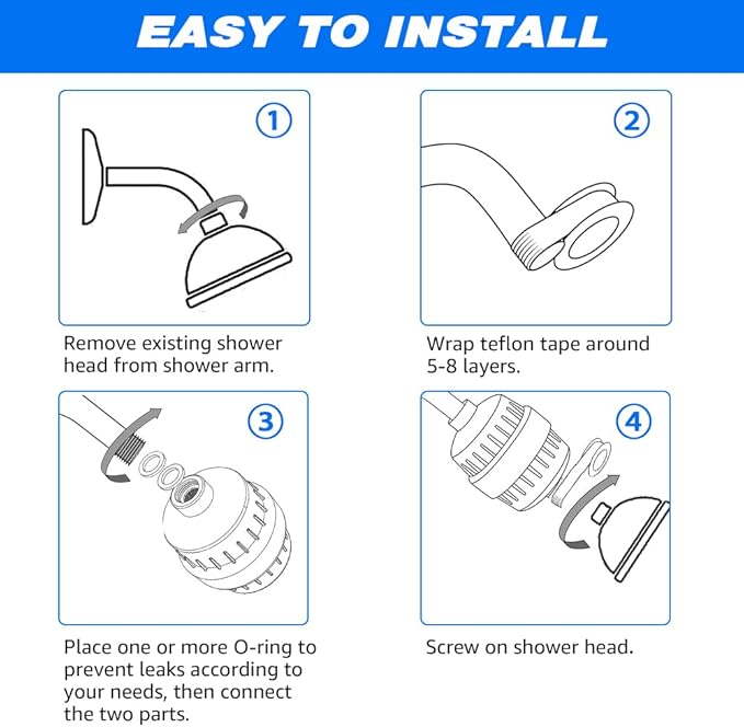 15 Stage Shower Head Filter for Hard Water - Black Shower Water Filter Reduces Chlorine, Improves Skin Condition