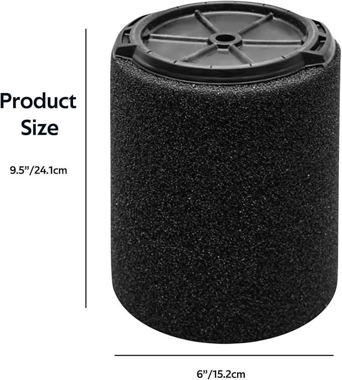 2 Pack VF7000 Replacement Filter Compatible with Ridgid 5-20 Gallon and Husky 6-9 Gallon Wet/Dry Vacuums Foam Wet Application Only Vac