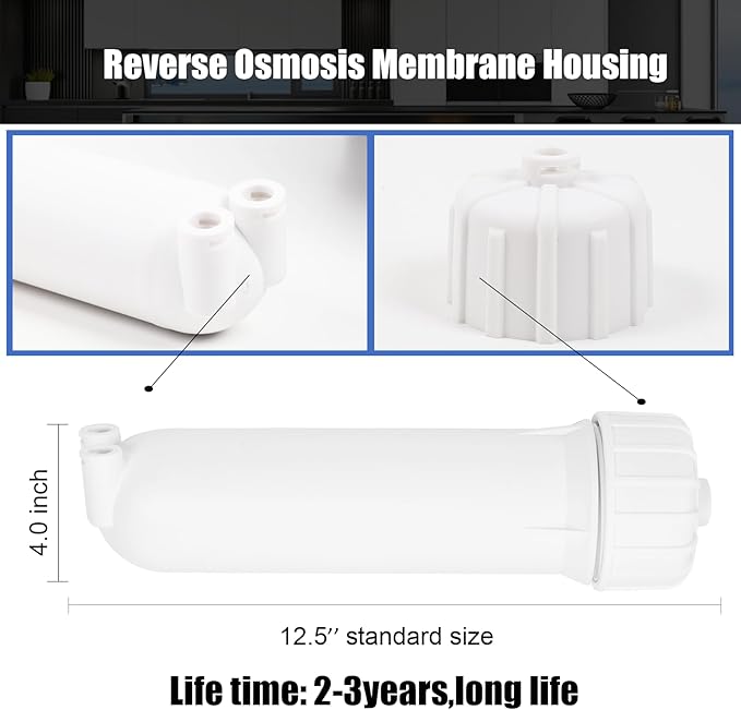 3012 Reverse Osmosis Membrane Housing Kit with Quick-Connect Fitting,Wrench for 200/300/400/500/600 GPD Universal Reverse Osmosis Water Filter Systems