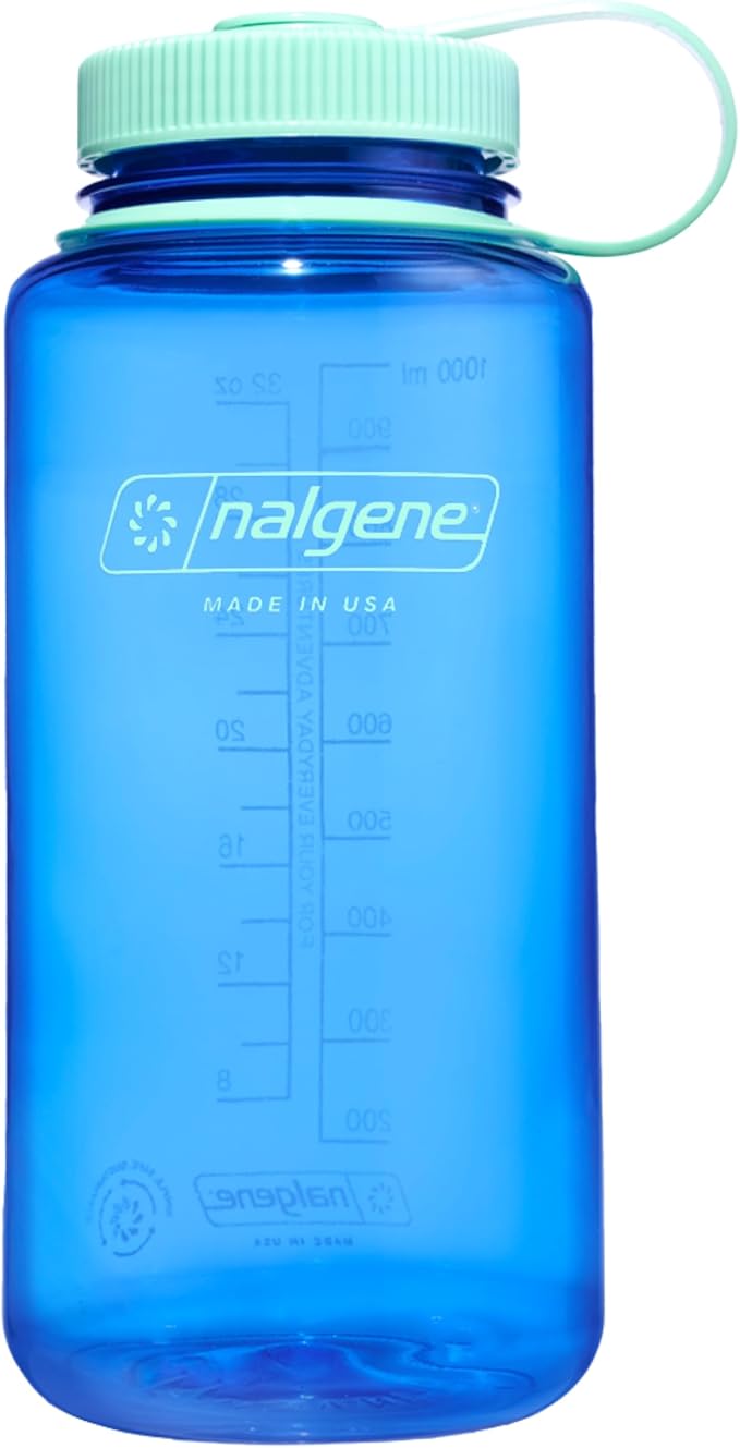 Nalgene Leak Proof Tritan BPA-Free Water Bottle - 32 oz Wide Mouth - Made in the USA for Outdoor Use & Daily Hydration (Cornflower Blue)
