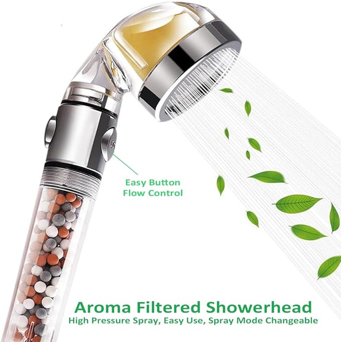 AYI Vitamin C Filtered High Pressure Handheld Shower Head with Bracket and Metal Hose Purifying Hard Water Softener Chlorine Flouride Filter Aroma Showerhead Fresh Dry Skin & Hair Loss