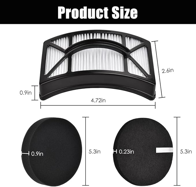ANBOO HEPA Filter Replacement for Bissell CleanView/PowerClean Rewind Pet Vacuums 2486 2487 2488 2489 24899 2490 2491 2492 2494, Part # 1604130 1601972 1608225, 2 HEPA Filters, 3 Foam & Felt Filters