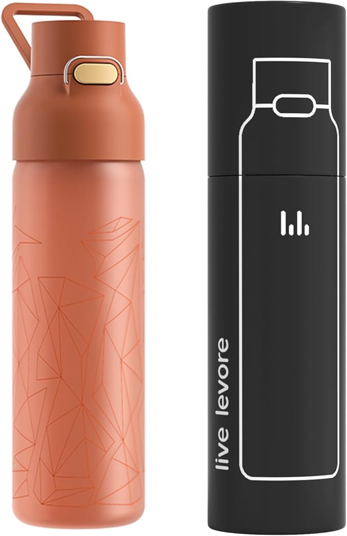 750ml Leak Proof Water Bottle with Flip Top Lid, BPA-Free USA Tritan Drink Bottle, Dishwasher Safe for Office, Outdoor & Daily Use (Ocher, 1 Pack)