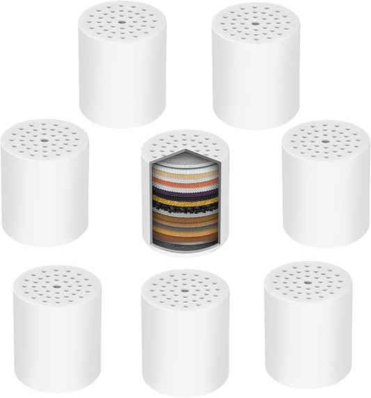 8 Pack 20 Stage Shower Filter Replacement Cartridge, Universal Compatible Shower Head Filter for Hard Water, Microporous Pressurization Design Saving Water High output, 10000 Gallon 3 Month