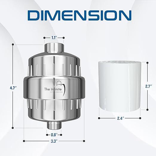 Shower Head Filter for Hard Water | 20 Stage High Output Shower Filter to Remove Chlorine & Toxic Chemicals, Reduce Dry Skin, Dandruff & Hair Damage - Chrome